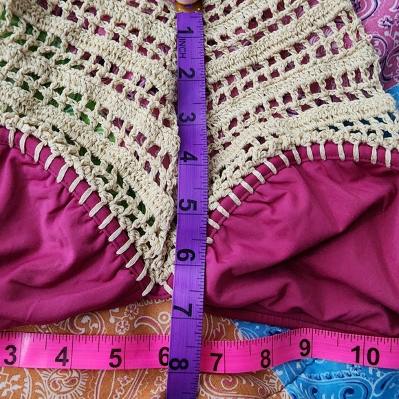 The Bikini lab bikini top fuscha/burgundy/purple with neutral crochet si… - Picture 8 of 9